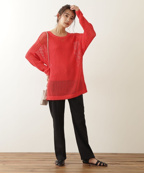 N.(N. Natural Beauty Basic)(エヌエヌナチュラルビューティーベーシック)の「◆メッシュニット(ニット/セーター・レディース・ブラック/オフホワイト/オレンジ・MEDIUM)」の22枚目の写真