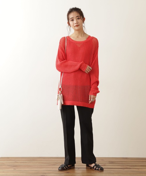 N.(N. Natural Beauty Basic)(エヌエヌナチュラルビューティーベーシック)の「◆メッシュニット(ニット/セーター・レディース・ブラック/オフホワイト/オレンジ・MEDIUM)」の21枚目の写真