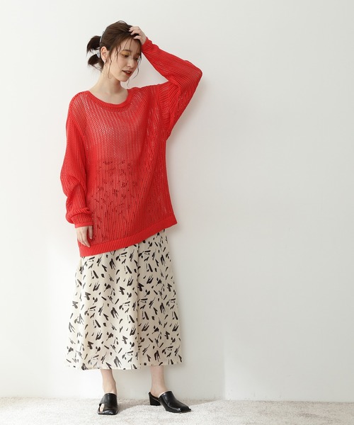 N.(N. Natural Beauty Basic)(エヌエヌナチュラルビューティーベーシック)の「◆メッシュニット(ニット/セーター・レディース・ブラック/オフホワイト/オレンジ・MEDIUM)」の20枚目の写真