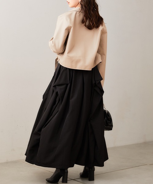 Chico(チコ)の「ショート丈デザインライダースジャケット(ライダースジャケット・レディース・ブラック/ライトベージュ・FREE)」の17枚目の写真