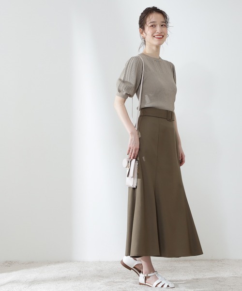 N.（N. Natural Beauty Basic）（エヌエヌナチュラルビューティーベーシック）の「【S Size Line】◆ベルト付フレアスカート（スカート・レディース・グリーン/モカ/ライトベージュ・SMALL/MEDIUM）」の9枚目の写真