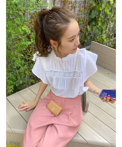 Ungrid（アングリッド）の「コットンノースリフリルブラウス（シャツ/ブラウス・レディース・ミント/ブラック/オフホワイト・FREE）」の5枚目の写真