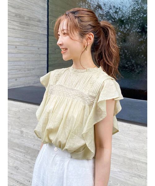 Ungrid（アングリッド）の「コットンノースリフリルブラウス（シャツ/ブラウス・レディース・ミント/ブラック/オフホワイト・FREE）」の9枚目の写真