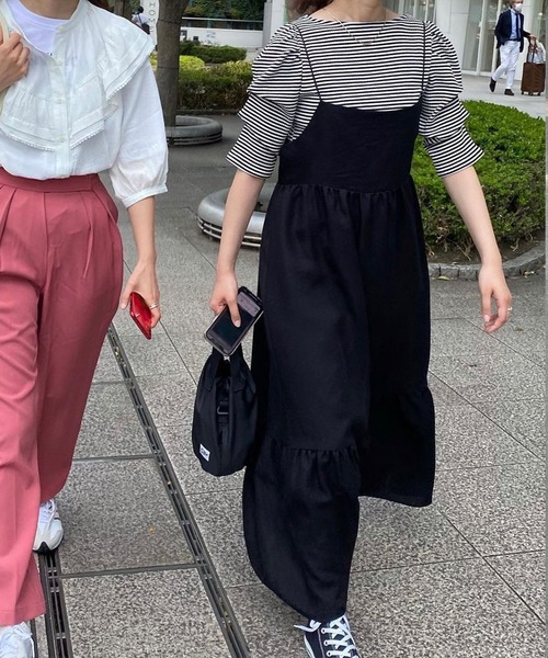 fredy emue（フレディエミュ）の「後ろレースアップキャミワンピース（ワンピース・レディース・グリーン/ブラック・38）」の4枚目の写真