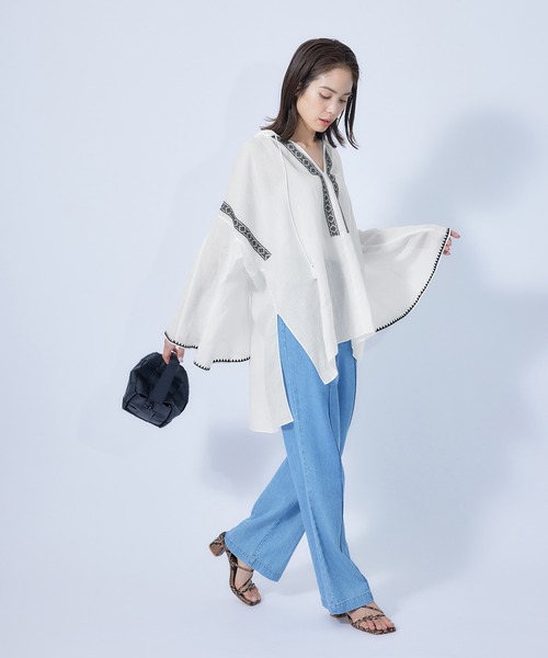 ROPE'（ロペ）の「【秋にも使える】ラミー刺繍カフタンチュニックブラウス（シャツ/ブラウス・レディース・ホワイト/ブラック・38）」の17枚目の写真