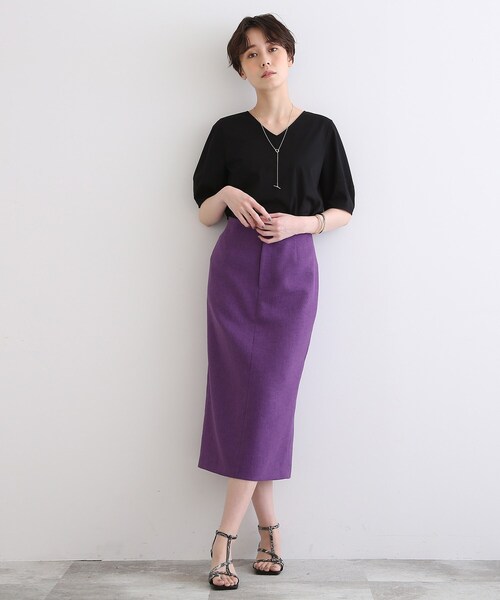 INDIVI(インディヴィ)の「◆【洗える/日本製/チェック柄】リネンライクミディスカート(スカート・レディース・ブラウン系/パープル系/ブラック系1・03/05/13/15 /19/36/38/40)」の18枚目の写真