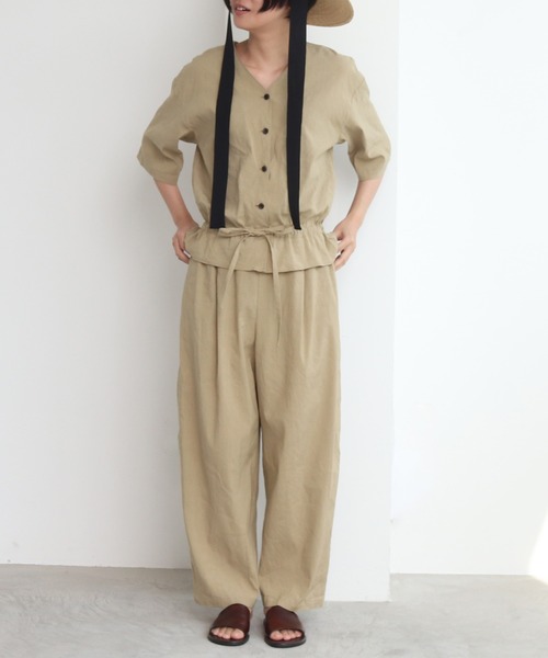yuni（ユニ ）の「○Tencel Linen stretch all-in-one（つなぎ