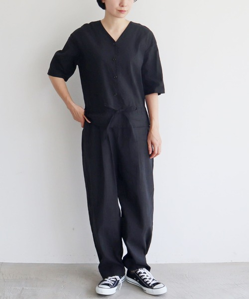 yuni（ユニ ）の「○Tencel Linen stretch all-in-one（つなぎ