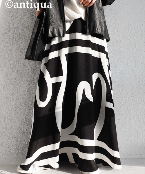 antiqua(アンティカ)の「アート柄フレアスカート(スカート・レディース・ブラック・FREE)」の4枚目の写真