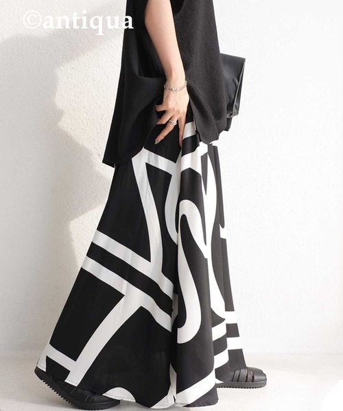 antiqua(アンティカ)の「アート柄フレアスカート(スカート・レディース・ブラック・FREE)」の8枚目の写真