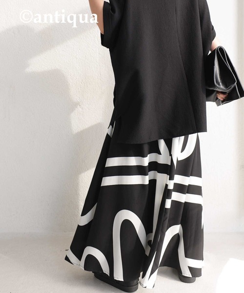 antiqua(アンティカ)の「アート柄フレアスカート(スカート・レディース・ブラック・FREE)」の9枚目の写真