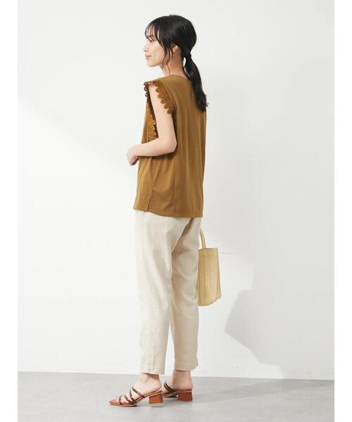 Green　Parks（グリーンパークス）の「ベルギーリネン混 テーパードパンツ（その他パンツ・レディース・ブラック/オレンジ/ライトベージュ/ブルー・FREE）」の20枚目の写真