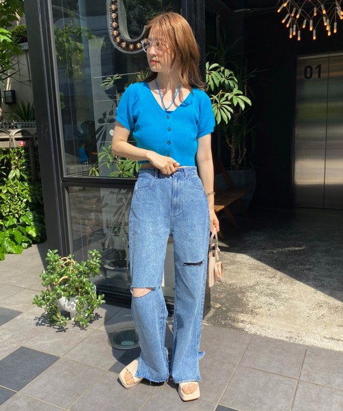 one after another NICE CLAUP(ワンアフターアナザーナイスクラップ)の「ホルターキャミSETニット(ニット/セーター・レディース・オフホワイト/ブラック/ミント/ブルー・FREE)」の13枚目の写真