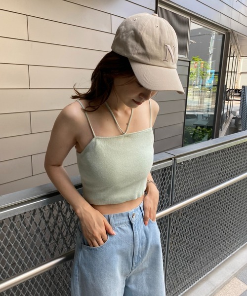 one after another NICE CLAUP(ワンアフターアナザーナイスクラップ)の「ホルターキャミSETニット(ニット/セーター・レディース・オフホワイト/ブラック/ミント/ブルー・FREE)」の18枚目の写真
