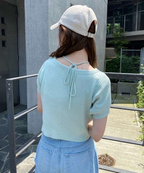one after another NICE CLAUP(ワンアフターアナザーナイスクラップ)の「ホルターキャミSETニット(ニット/セーター・レディース・オフホワイト/ブラック/ミント/ブルー・FREE)」の16枚目の写真
