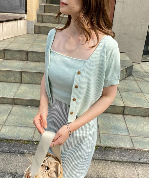 one after another NICE CLAUP(ワンアフターアナザーナイスクラップ)の「ホルターキャミSETニット(ニット/セーター・レディース・オフホワイト/ブラック/ミント/ブルー・FREE)」の21枚目の写真