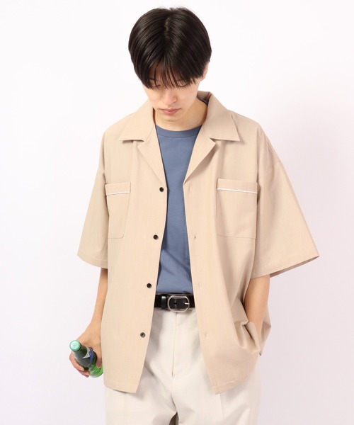 Revo.(レボ)の「Revo. オープンカラーパイピングSS半袖シャツ(シャツ/ブラウス・メンズ・ベージュ/カーキ・2/1)」の4枚目の写真