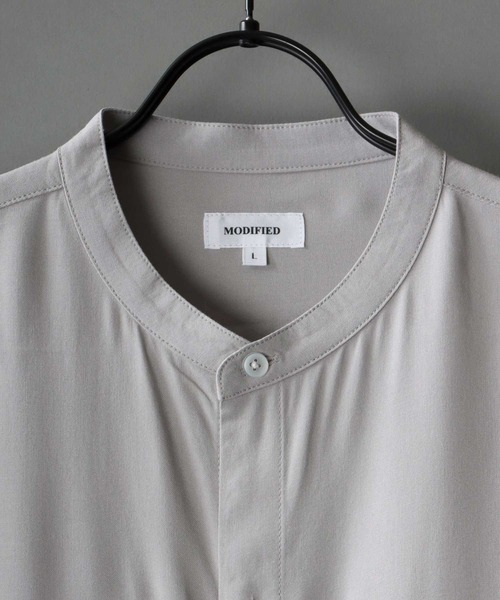 SITRY（シトリー）の「レーヨンバンドカラー シャツ＆ハーフパンツ セットアップ（ルームウェア/パジャマ・メンズ・ブラック/ベージュ/ネイビー/グレー/ブラック系その他/グレー系その他/ブルー系その他・M/L）」の9枚目の写真