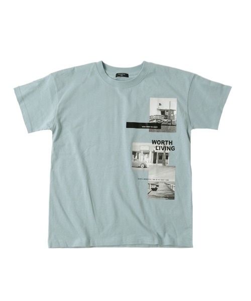 GLAZOS(グラソス)の「天竺・ドロップショルダーBOXフォトプリント半袖Tシャツ(Tシャツ/カットソー・キッズ・ライトブルー/ライトカーキ/チャコールグレー・140cm/170cm/160cm/130cm/150cm)」の4枚目の写真