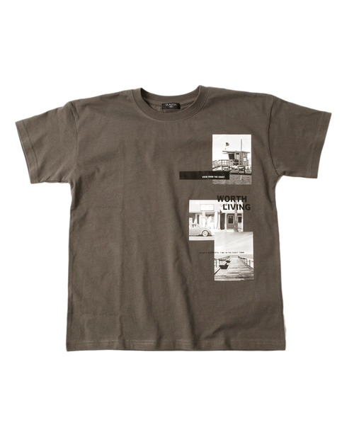GLAZOS(グラソス)の「天竺・ドロップショルダーBOXフォトプリント半袖Tシャツ(Tシャツ/カットソー・キッズ・ライトブルー/ライトカーキ/チャコールグレー・140cm/170cm/160cm/130cm/150cm)」の5枚目の写真