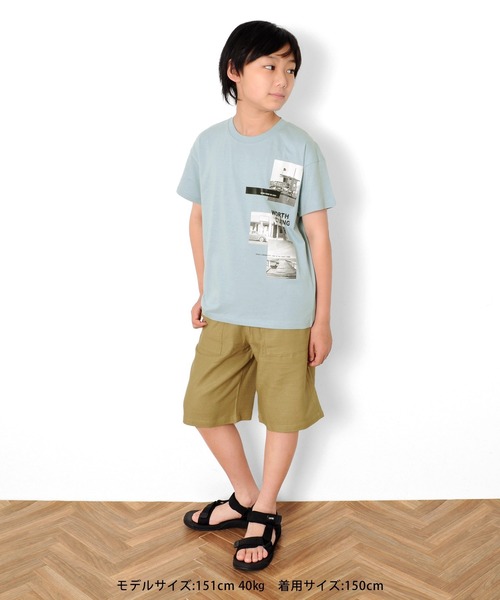 GLAZOS(グラソス)の「天竺・ドロップショルダーBOXフォトプリント半袖Tシャツ(Tシャツ/カットソー・キッズ・ライトブルー/ライトカーキ/チャコールグレー・140cm/170cm/160cm/130cm/150cm)」の6枚目の写真