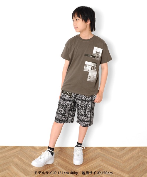 GLAZOS(グラソス)の「天竺・ドロップショルダーBOXフォトプリント半袖Tシャツ(Tシャツ/カットソー・キッズ・ライトブルー/ライトカーキ/チャコールグレー・140cm/170cm/160cm/130cm/150cm)」の7枚目の写真