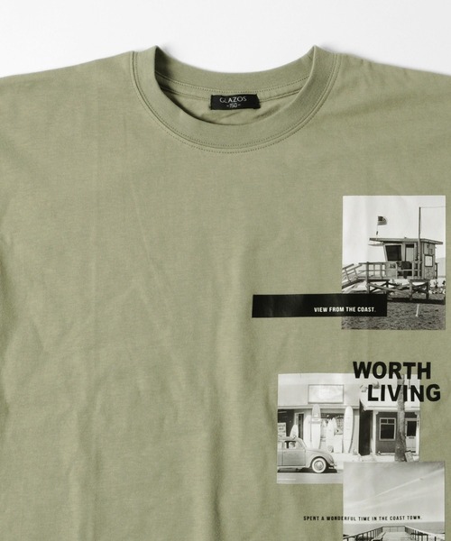 GLAZOS(グラソス)の「天竺・ドロップショルダーBOXフォトプリント半袖Tシャツ(Tシャツ/カットソー・キッズ・ライトブルー/ライトカーキ/チャコールグレー・140cm/170cm/160cm/130cm/150cm)」の10枚目の写真