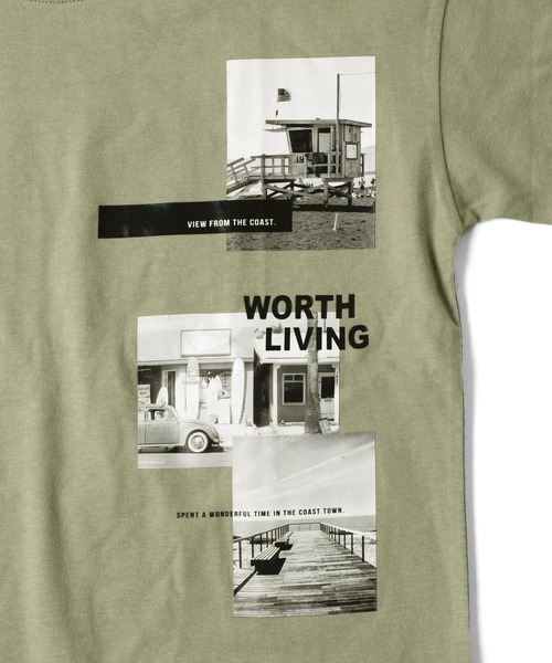 GLAZOS(グラソス)の「天竺・ドロップショルダーBOXフォトプリント半袖Tシャツ(Tシャツ/カットソー・キッズ・ライトブルー/ライトカーキ/チャコールグレー・140cm/170cm/160cm/130cm/150cm)」の11枚目の写真