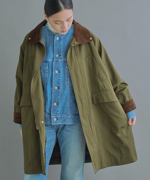 kha:ki（カーキ）の「「KHA:KI / カーキ」STAND COLLAR COAT（ダウンジャケット/コート・レディース・カーキ/ブルーグレー・1/2）」の4枚目の写真