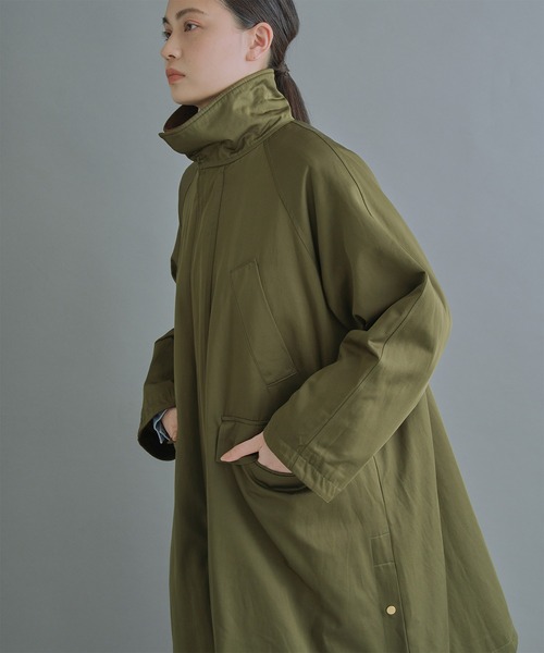 kha:ki（カーキ）の「「KHA:KI / カーキ」STAND COLLAR COAT（ダウンジャケット/コート・レディース・カーキ/ブルーグレー・1/2）」の7枚目の写真