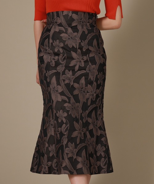 Cheek（チーク）の「花柄ジャガードマーメイドスカート（スカート・レディース・ブラック/グレー・SMALL/MEDIUM）」の13枚目の写真