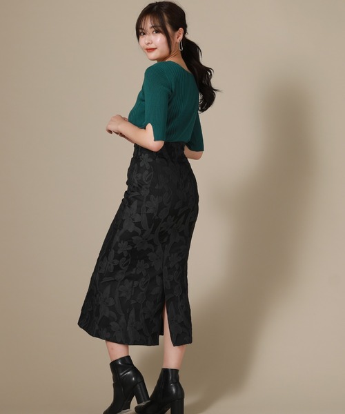 Cheek（チーク）の「花柄ジャガードマーメイドスカート（スカート・レディース・ブラック/グレー・SMALL/MEDIUM）」の5枚目の写真