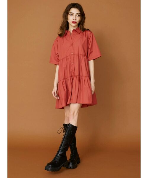 EVRIS（エヴリス）の「ティアードハーフスリーブミニワンピース（ワンピース・レディース・ホワイト/オレンジ/ブルー・FREE）」の7枚目の写真