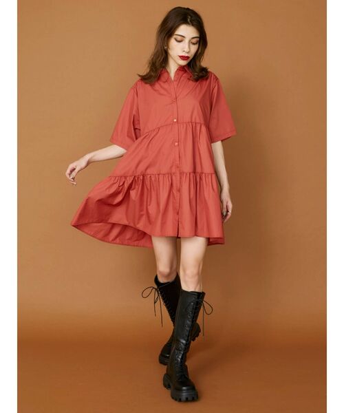 EVRIS（エヴリス）の「ティアードハーフスリーブミニワンピース（ワンピース・レディース・ホワイト/オレンジ/ブルー・FREE）」の8枚目の写真