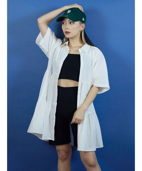 EVRIS（エヴリス）の「ティアードハーフスリーブミニワンピース（ワンピース・レディース・ホワイト/オレンジ/ブルー・FREE）」の10枚目の写真