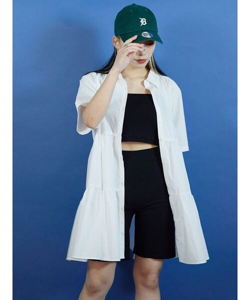 EVRIS（エヴリス）の「ティアードハーフスリーブミニワンピース（ワンピース・レディース・ホワイト/オレンジ/ブルー・FREE）」の11枚目の写真