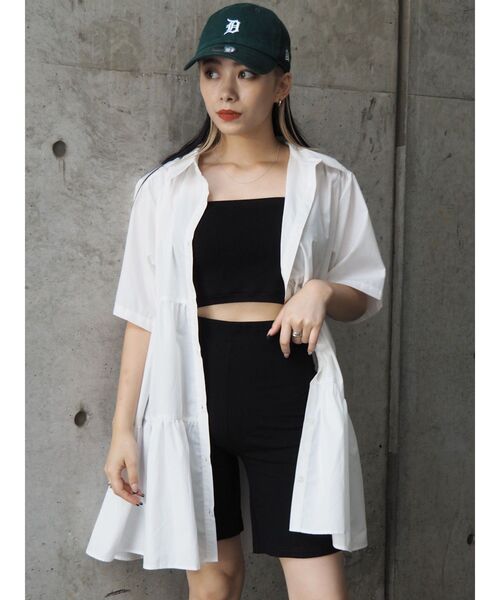 EVRIS（エヴリス）の「ティアードハーフスリーブミニワンピース（ワンピース・レディース・ホワイト/オレンジ/ブルー・FREE）」の12枚目の写真