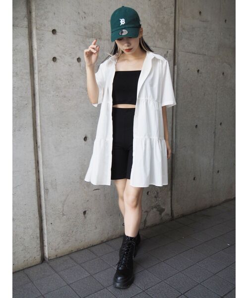 EVRIS（エヴリス）の「ティアードハーフスリーブミニワンピース（ワンピース・レディース・ホワイト/オレンジ/ブルー・FREE）」の15枚目の写真