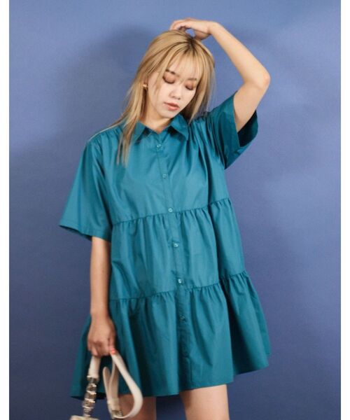 EVRIS（エヴリス）の「ティアードハーフスリーブミニワンピース（ワンピース・レディース・ホワイト/オレンジ/ブルー・FREE）」の19枚目の写真