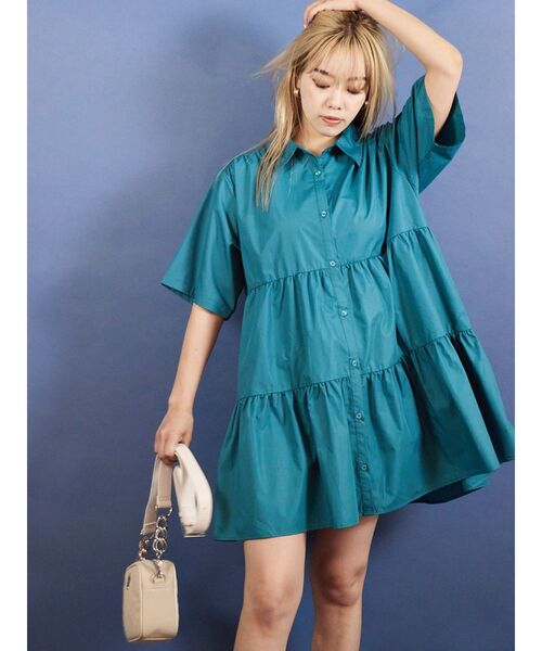 EVRIS（エヴリス）の「ティアードハーフスリーブミニワンピース（ワンピース・レディース・ホワイト/オレンジ/ブルー・FREE）」の20枚目の写真