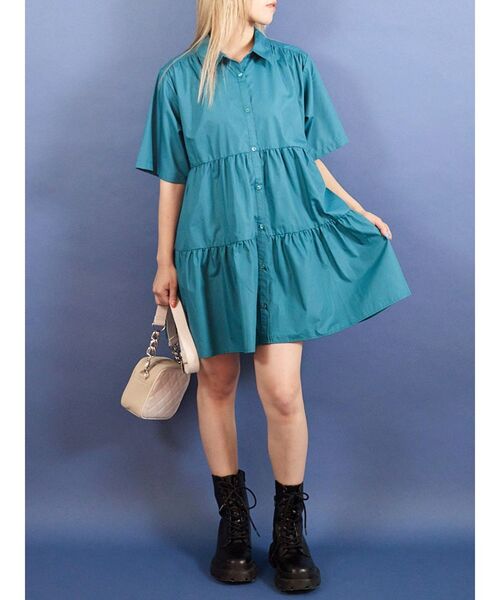 EVRIS（エヴリス）の「ティアードハーフスリーブミニワンピース（ワンピース・レディース・ホワイト/オレンジ/ブルー・FREE）」の21枚目の写真