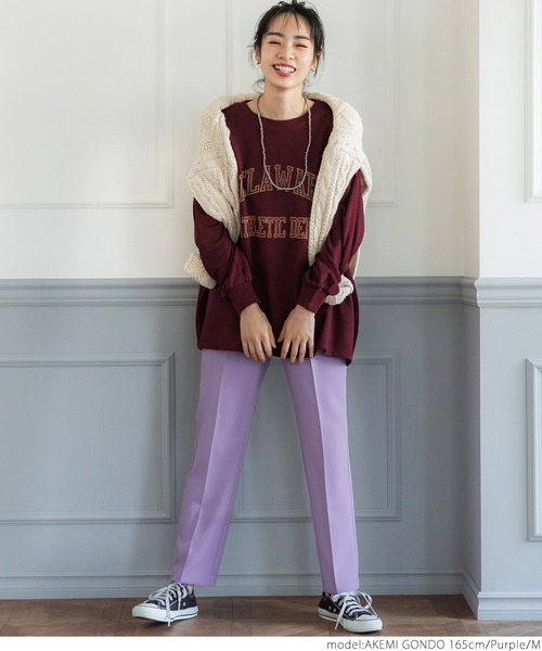 coca(coca)(コカ)の「こだわりスティックパンツ(スラックス・レディース・パープル/ネイビー/イエロー・S/M/L)」の9枚目の写真