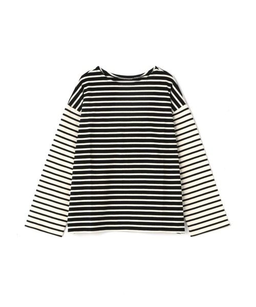 N.（N. Natural Beauty Basic）（エヌエヌナチュラルビューティーベーシック）の「◆バスクボーダーロンＴ（Tシャツ/カットソー・レディース・ブラック×ホワイト/パープル/ライトグリーン・MEDIUM）」の14枚目の写真