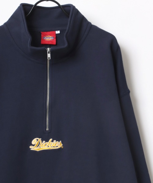 Dickies（ディッキーズ）の「Dickies/ディッキーズ 別注 オーバーサイズ 裏毛 ミニロゴ カレッジ ワンポイント刺繍 ハーフジップ スウェット トレーナー/長袖 トップス プルオーバー/レディース メンズ（スウェット・メンズ・ホワイト/アッシュグレー/ブラック/ダークグリーン/ネイビー/オートミール/グリーン系その他/スミクロ/ブラック系その他/グレー系その他・M/L/XL）」の10枚目の写真