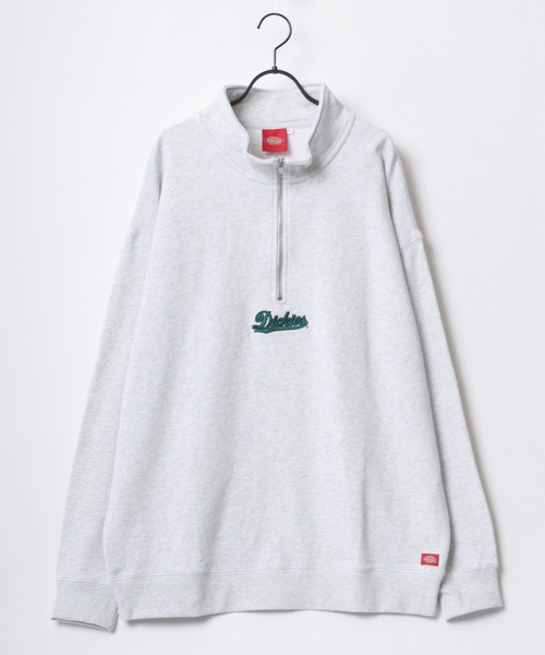 Dickies（ディッキーズ）の「Dickies/ディッキーズ 別注 オーバーサイズ 裏毛 ミニロゴ カレッジ ワンポイント刺繍 ハーフジップ スウェット トレーナー/長袖 トップス プルオーバー/レディース メンズ（スウェット・メンズ・ホワイト/アッシュグレー/ブラック/ダークグリーン/ネイビー/オートミール/グリーン系その他/スミクロ/ブラック系その他/グレー系その他・M/L/XL）」の22枚目の写真
