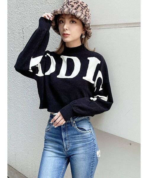 GYDA（ジェイダ）の「FADDISMボトルネック ショートニットトップス（ニット/セーター・レディース・オフホワイト/ブラック/ベージュ・FREE）」の5枚目の写真