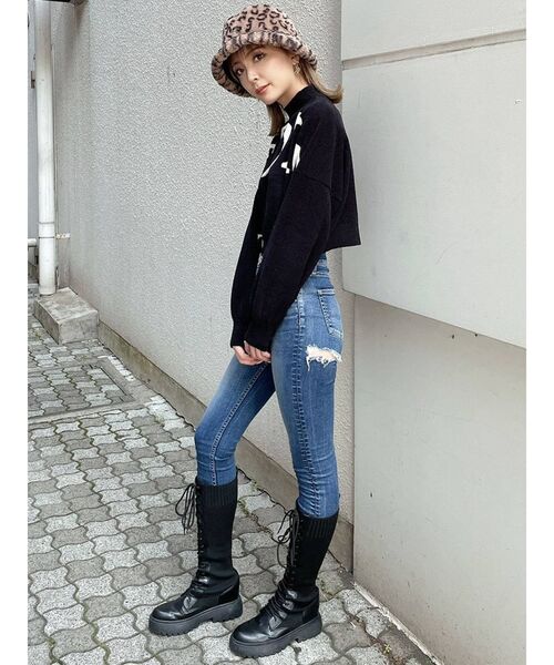 GYDA（ジェイダ）の「FADDISMボトルネック ショートニットトップス（ニット/セーター・レディース・オフホワイト/ブラック/ベージュ・FREE）」の9枚目の写真