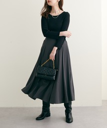 natural couture | 2022AWアイテム/異素材切替えキレイめドッキングワンピ―ス(ワンピース)