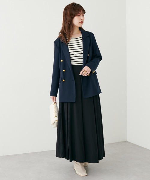 natural couture（ナチュラルクチュール）の「2022AWアイテム/異素材切替えキレイめドッキングワンピ―ス（ワンピース・レディース・ベージュ/その他1/ブラック/グレイッシュベージュ・MEDIUM/LARGE）」の21枚目の写真