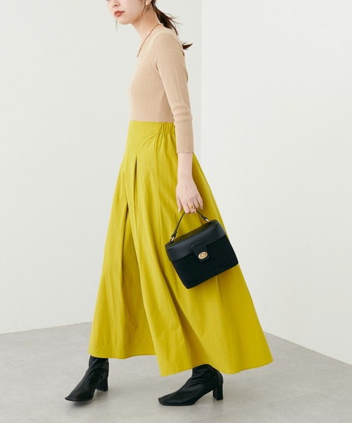 natural couture（ナチュラルクチュール）の「2022AWアイテム/異素材切替えキレイめドッキングワンピ―ス（ワンピース・レディース・ベージュ/その他1/ブラック/グレイッシュベージュ・MEDIUM/LARGE）」の12枚目の写真